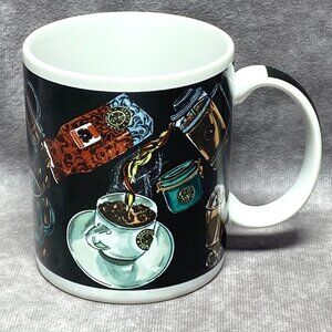 Vintage Starbucks Coffee Mug Colorful Coffee Art Design 12 Oz Ceramic